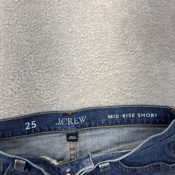 J. Crew Womens Size 25 Blue Mid Rise Raw Hem Cut-Off Denim Shorts Medium wash - Picture 3 of 9